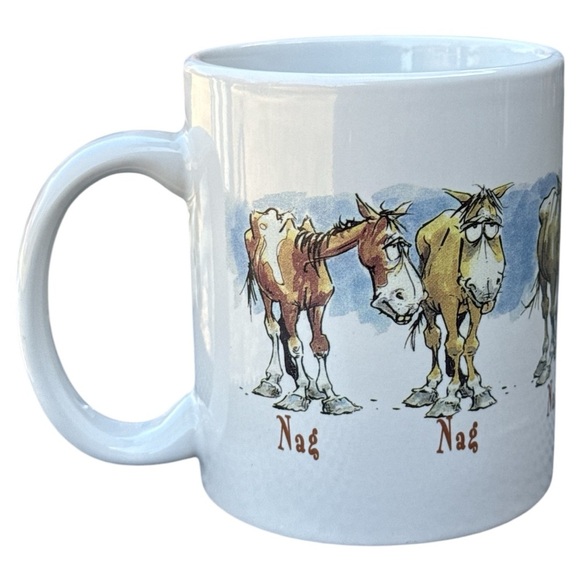Vintage 90s Leanin’ Tree Horse Design White Coffee Tea Mug Nag Horse Humor - Picture 2 of 7